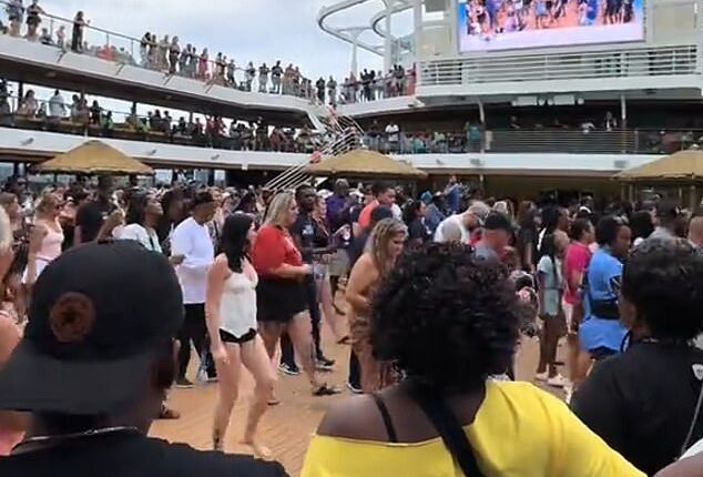 Anna Kepner is seen dancing on November 2 during the Carnival Horizon's Sail Away Party in a video recorded by Nicolas Giddens, another passenger