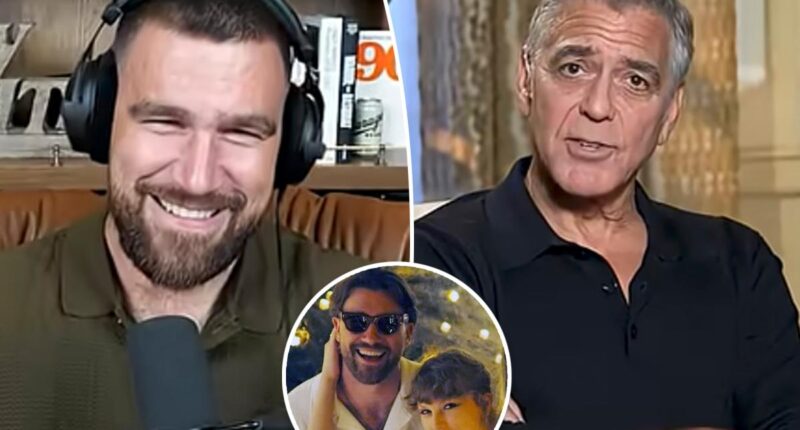 Travis Kelce insists he and Taylor Swift 'never' argue as he chats with George Clooney