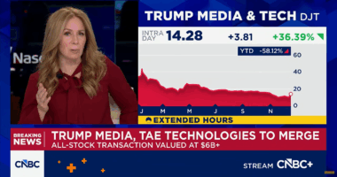 CNBC announcing Trump Media merger.