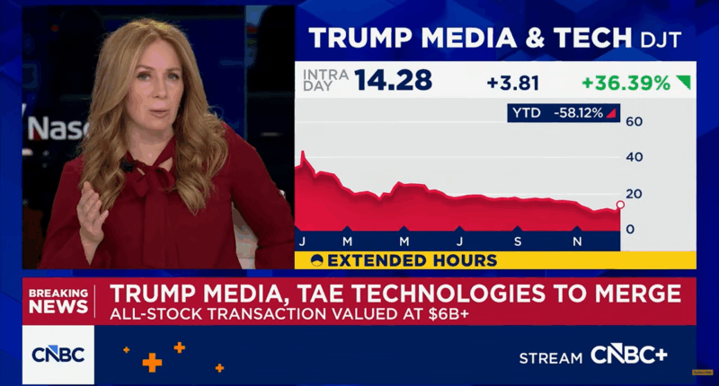 CNBC announcing Trump Media merger.