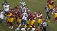 A violent brawl broke out between the Eagles and Commanders in Saturday's NFL game