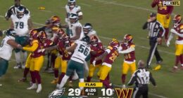 A violent brawl broke out between the Eagles and Commanders in Saturday's NFL game