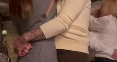 'We've got nothing to be sorry for': Victoria and David Beckham send a clear message to son Brooklyn amid feud as they dance to song with defiant lyrics while he remains in the US with wife Nicola