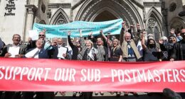 Ex sub-postmasters celebrate after their criminal convictions are quashed, 2021