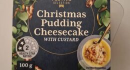 Spot the problem: A $2.99 tub of Christmas pudding cheesecake from Aldi Australia has got everyone talking - but it's not what you think