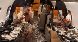Jake Paul looked in the mood to celebrate his bumper payout as he returned home from Miami