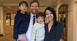 Ben Duffin was enjoying a normal, healthy life with his young family, completely unaware that an unexpected diagnosis was about to upend everything (pictured with his wife and their two sons, aged six and eight)