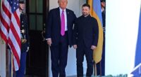 President Donald Trump welcomes Ukraine's President Volodymyr Zelensky as he arrives for a meeting at the White House in Washington, DC, on October 17, 2025