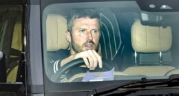 Michael Carrick was pictured pulling up to Carrington to start work as Man United interim boss