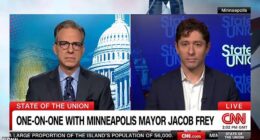 Minneapolis Mayor Jacob Frey appears on CNN's State of the Union Sunday, where he was interviewed by host Jake Tapper