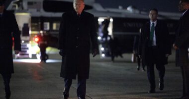 President Donald Trump promised an 'interesting' trip to Davos, Switzerland, as he departed the White House Tuesday night for the World Economic Forum, where his Greenland demands will be front and center. Trump approached reporters standing on the South Lawn in the 22-degree weather and said he believed it would be a 'very successful trip' and touted that the 'country's never done better,' pointing to lowering gas prices. The president's Davos speech is supposed to be geared toward midterm voters, as affordability issues are on the menu.