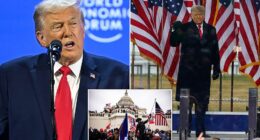 President Donald Trump hinted Wednesday that people would soon be prosecuted over their roles in the 2020 election, which he still falsely claims was 'rigged.' Trump was addressing the World Economic Forum in Davos, Switzerland, when he made the stunning statement in an off-script moment. The president was once again claiming that the war in Ukraine would have never started if he had remained in office after his first term. Russian President Vladimir Putin ordered troops to invade Ukraine in February 2022, a year and a month into President Joe Biden's term in office.