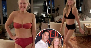 Amy Schumer models bikinis as she moves 'forward with no regrets' from Chris Fischer