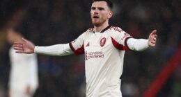 Andy Roberston was the last Liverpool player to leave the pitch after their loss to Bournemouth