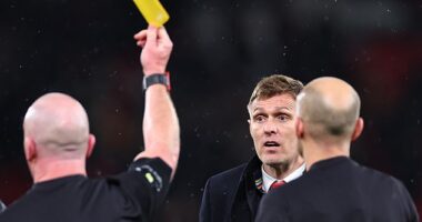 Man United caretaker boss Darren Fletcher was booked for his post-match protests towards referee Simon Hooper after his side's defeat by Brighton