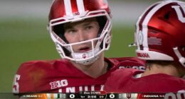 Fernando Mendoza was left bloodied by the brutal hit by Miami's Jakobe Thomas on Monday