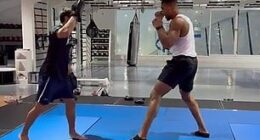 Anthony Joshua has returned to boxing training after a car crash that killed two of his friends