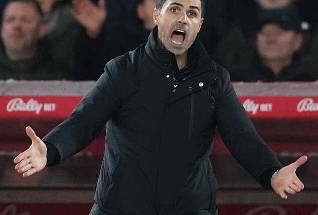 Mikel Arteta says Arsenal should have been given a 'clear penalty' against Nottingham Forest