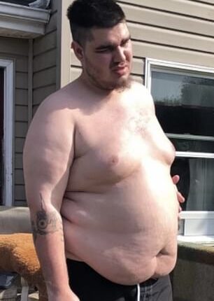 Devyn McGuire, 29, from Drums, Pennsylvania, weighed 400lbs. But through a slew of simple changes he shed half his body weight (Pictured: McGuire before the weight loss)