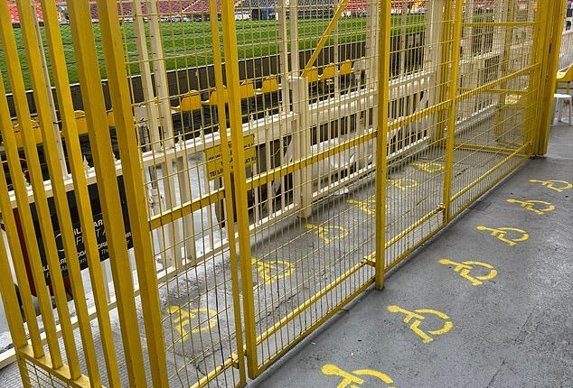 Aston Villa's disabled fans were 'caged' during their 1-0 win away to Fenerbahce on Thursday