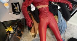 Bella Hadid, 29, highlighted her very thin waist in a series of behind-the-scenes footage from The Beauty on Thursday evening