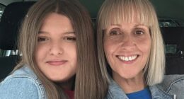 Sarah Keeling, 45, is pictured with her 15-year-old daughter Grace Keeling