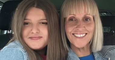 Sarah Keeling, 45, is pictured with her 15-year-old daughter Grace Keeling