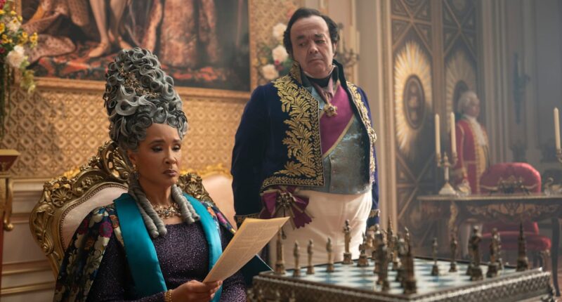 Bridgerton. (L to R) Victor Alli as John Stirling, Hannah Dodd as Francesca Bridgerton in episode 404 of Bridgerton