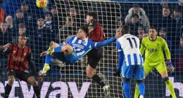 Charalampos Kostoulas pulled off an outrageous overhead kick to help Brighton secure a point