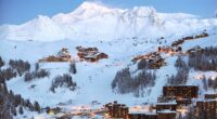 A British skier aged around 50 was buried while skiing off-piste on Sunday, according to a statement released by La Plagne ski resort in southeastern France (pictured)