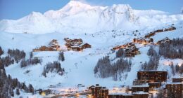 A British skier aged around 50 was buried while skiing off-piste on Sunday, according to a statement released by La Plagne ski resort in southeastern France (pictured)