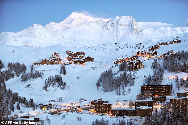 A British skier aged around 50 was buried while skiing off-piste on Sunday, according to a statement released by La Plagne ski resort in southeastern France (pictured)