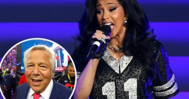 Cardi B performing at star-studded Fanatics Super Bowl 2026 bash with cameo from Robert Kraft