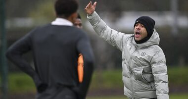 Liam Rosenior took Chelsea training for the first time since his appointment as head coach