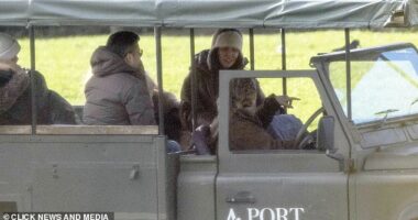 Cheryl in the open-sided safari Land Rover at Port Lympne during the £110 per person, two-and-a-half hour ¿ultimate safari¿
