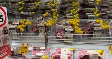 A Coles shopper was doing their grocery shop at the Parabanks store in Salisbury, about 25km north of Adelaide's CBD, when they noticed select meat products - including scotch fillet, porterhouse and eye fillet - were fitted with security tags