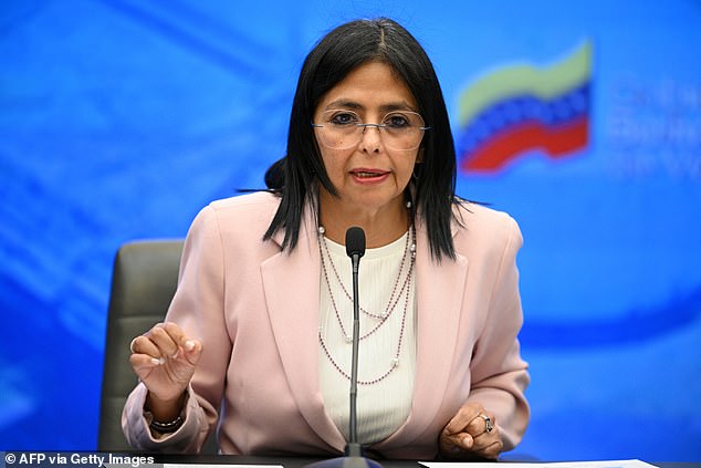 Delcy Rodriguez (pictured) has accused the States of kidnapping Maduro. Yesterday she demanded his immediate release from a New York prison and insisted: 'History and justice will make the extremists who have provoked this armed aggression against our country pay'