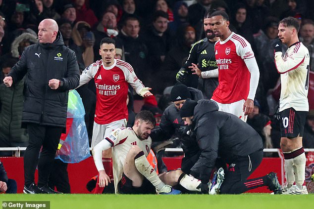 Conor Bradley suffered his knee injury in the closing stages of Liverpool's 0-0 draw at the Emirates on Thursday night