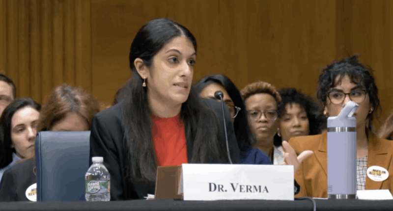 woman testifying before Senate hearing