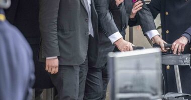 Richard Keys (rear) appeared to be untroubled by his latest controversy on Tuesday as he joined Eamonn Holmes (front) at Claridges