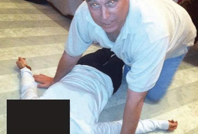 Disturbing new images released as part of last night's Epstein files appear to show Andrew Mountbatten Windsor crouching on all fours over a female lying on the floor