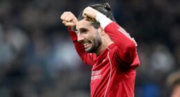 Dominik Szoboszlai celebrates scoring Liverpool's opener against Marseille on Wednesday