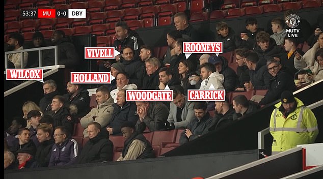 Michael Carrick and Wayne Rooney were among a star-studded director's box on Friday night
