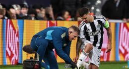 Newcastle boss Eddie Howe has given an update on the injury suffered by Bruno Guimaraes against PSV on Wednesday