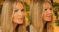 Elle Macpherson has been busted heavily editing her pictures. The Aussie supermodel, 61, shared a very airbrushed image of herself to her stories as she promoted an appearance on the Dr Pompa Podcast, left. She is seen in a video promoting the sit-down, right