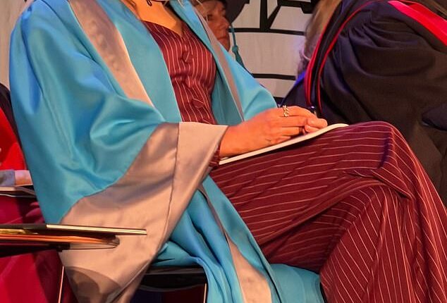 Laura Woods beamed from the stage as as she returned to Kingston University to collect an honorary doctorate in recognition of her 'outstanding contribution to journalism'