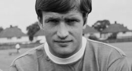 Everton legend Tommy Wright has died at the age of 81 (pictured at the club in 1968)