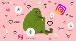 Groyper frog surrounded by Instagram logos