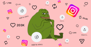 Groyper frog surrounded by Instagram logos