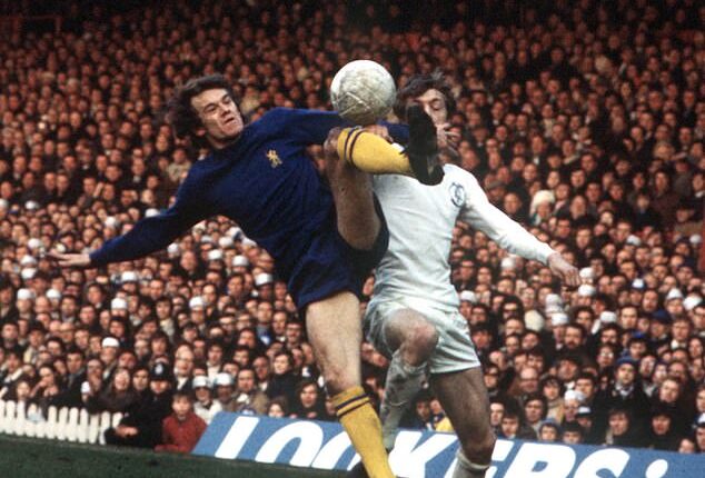 Chelsea's Eddie McCreadie battles for the ball with Leeds Allan Clarke in notorious FA Cup final replay of 1970